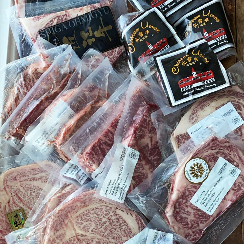 27 Piece: BIG Wagyu Package - Mixed Ultra Premium Japanese and Australian Wagyu Set - PursuitFarms