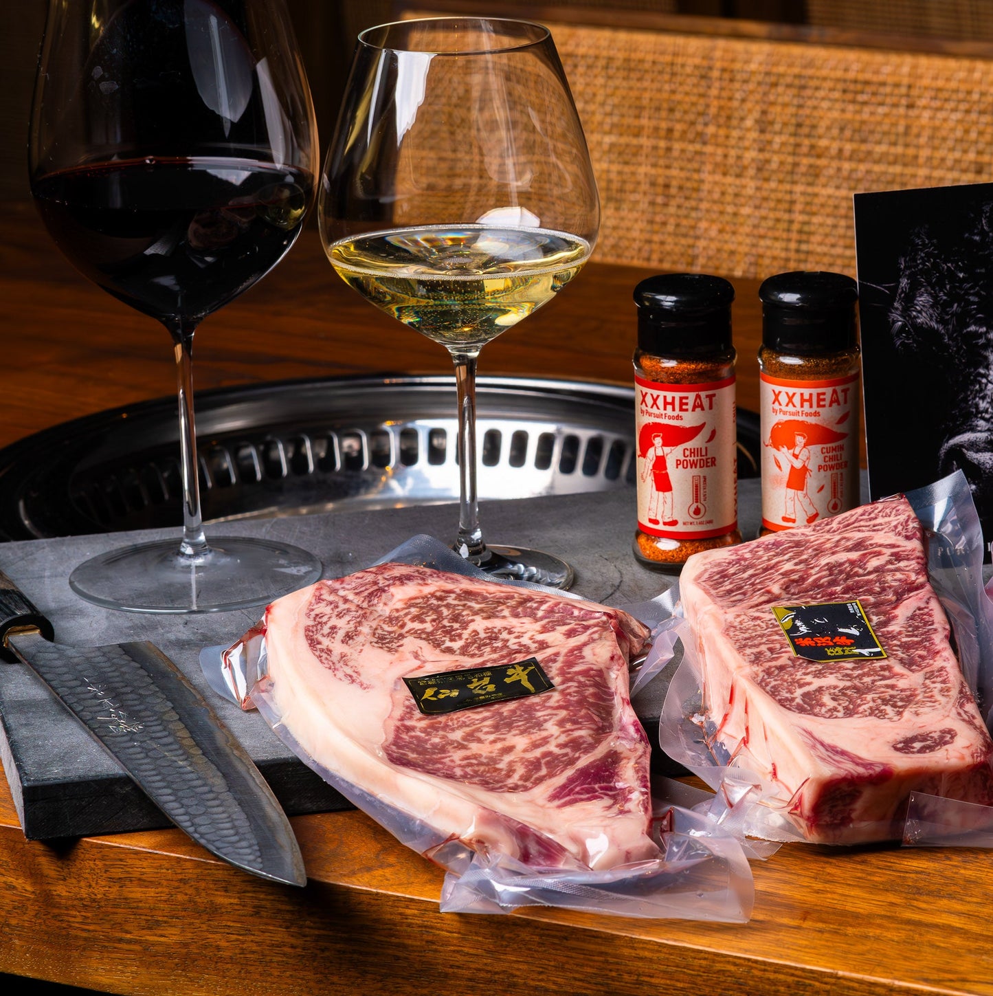 A3-A4-A5 Japanese Wagyu Sampler including Shichiri & KOBE Beef w/ XXHEAT Seasoning & Oxblood's original Yakiniku Sauce - PursuitFarms