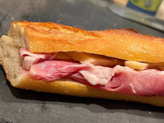 The Pursuit Farms Mangalitsa Ham & 1000 Day Gouda Baguette - PursuitFarms