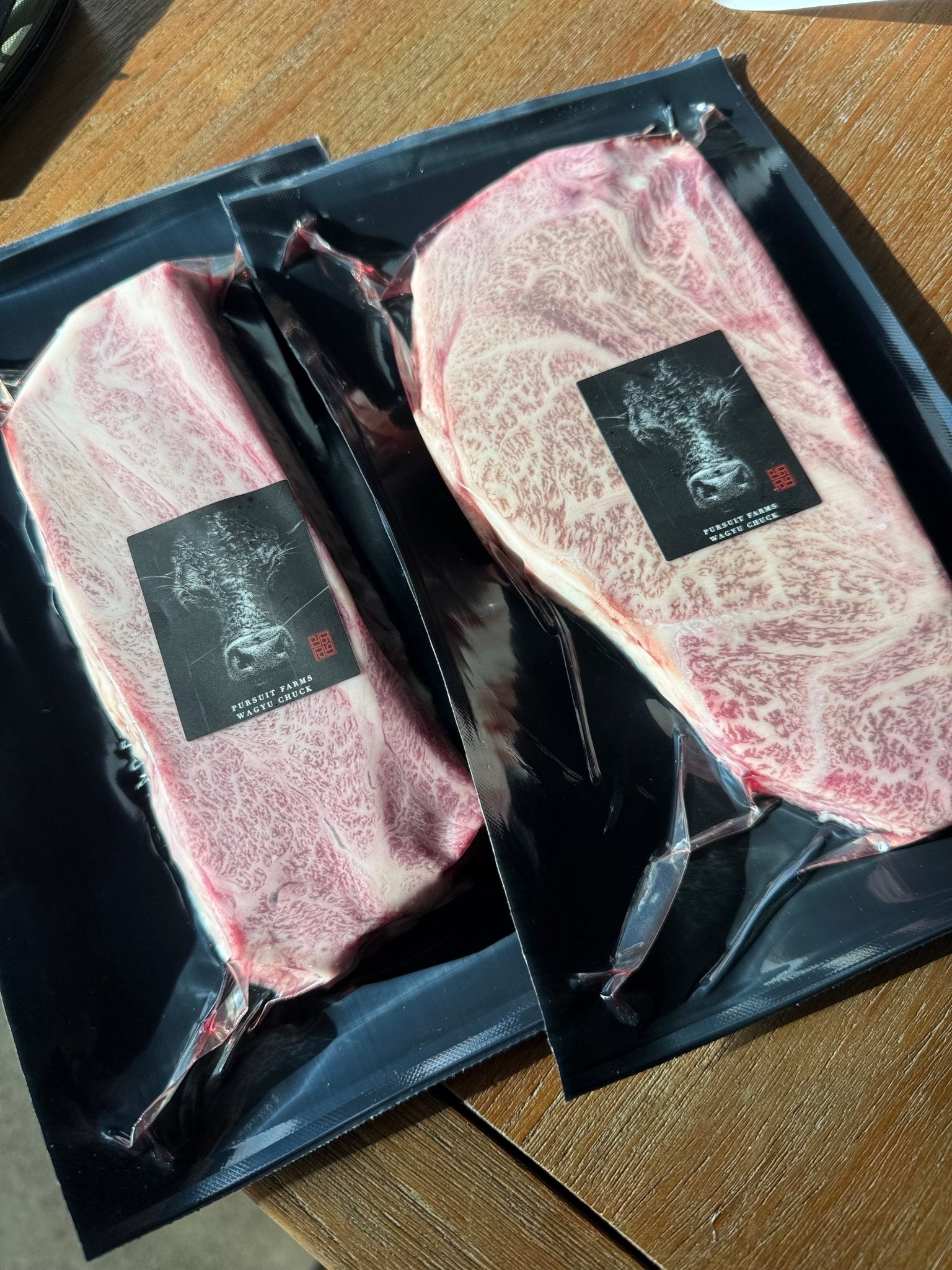 100% Fullblood Japanese Wagyu High Marbling Chuckeye logs (2 x 6oz) (Whatnot) - PursuitFarms