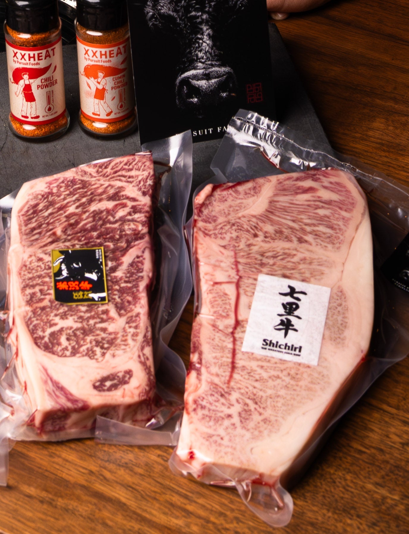 A3-A4-A5 Japanese Wagyu Sampler including Shichiri & KOBE Beef w/ XXHEAT Seasoning & Oxblood's original Yakiniku Sauce - PursuitFarms