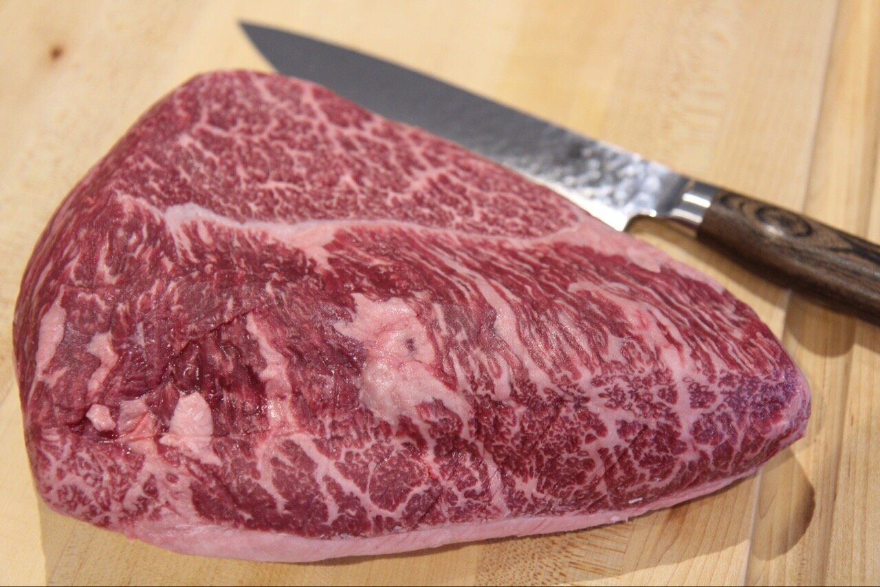 Whole Picanha "Black Label" 3# average (trimmed but uncut). Approximately 1/4-1/3” fatcap - PursuitFarms